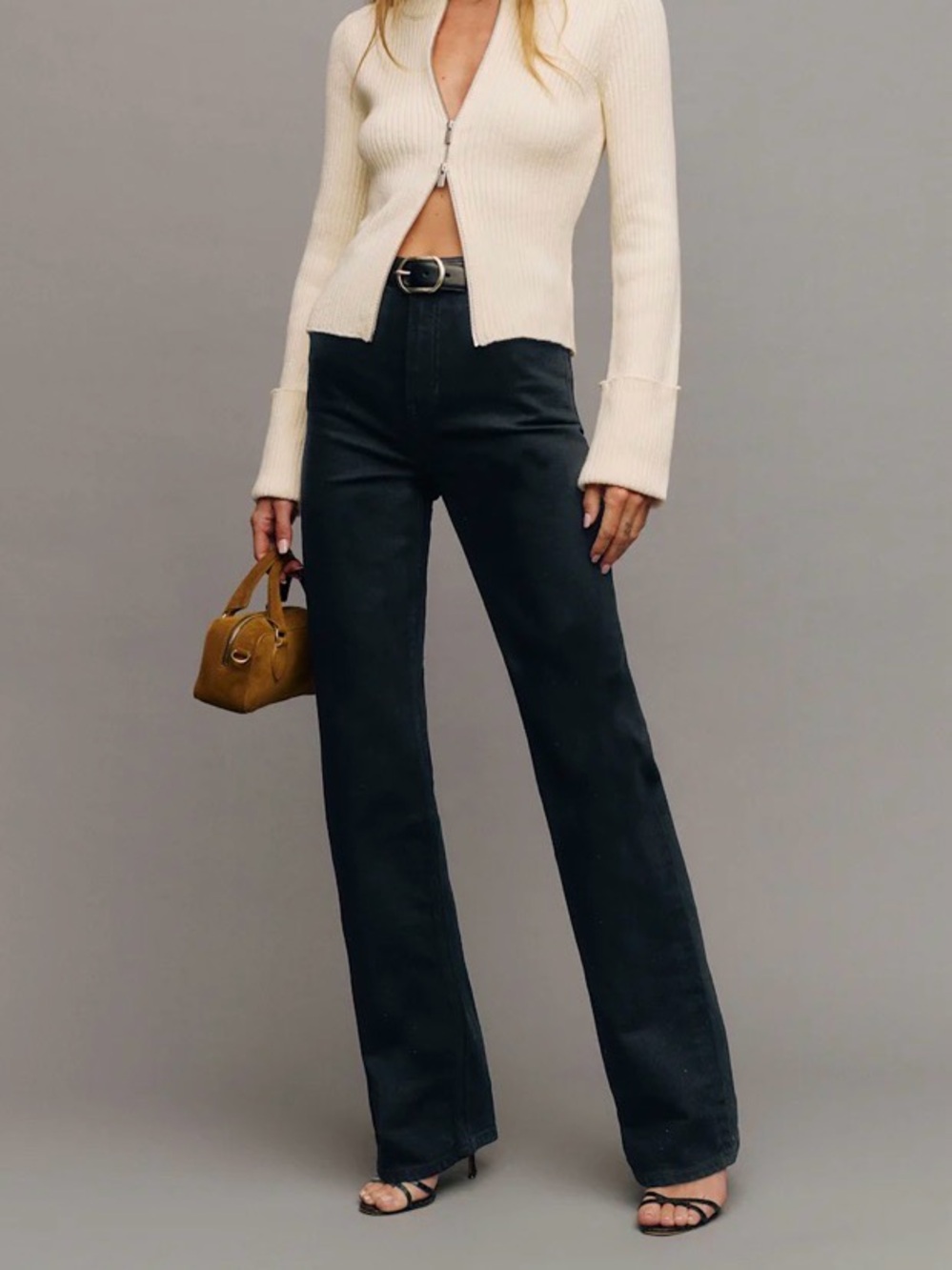 Reformation Black Wilder Stretch High Rise Wide Leg Jeans (NWOT)